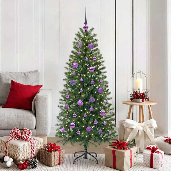 Sztuczna choinka z 150 diodami LED Zielony 150 cm PE i PVC