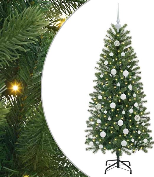 Sztuczna choinka z 150 diodami LED Zielony 150 cm PE i PVC