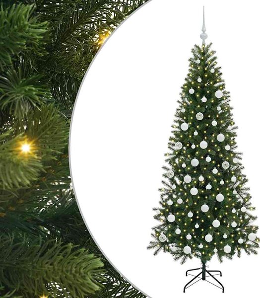 Sztuczna choinka z 300 diodami LED Zielony 180 cm PE i PVC