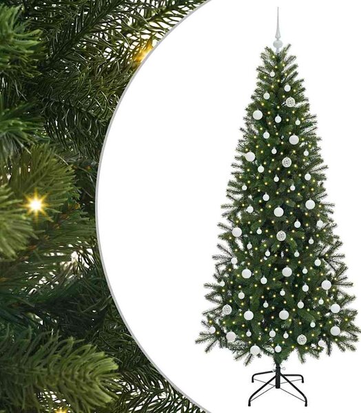 Sztuczna choinka z 300 diodami LED Zielony 210 cm PE i PVC