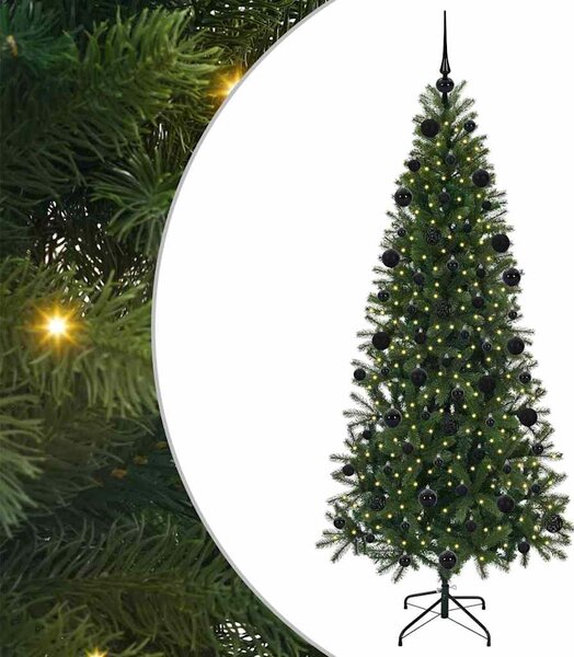 Sztuczna choinka z 300 diodami LED Zielony 210 cm PE i PVC