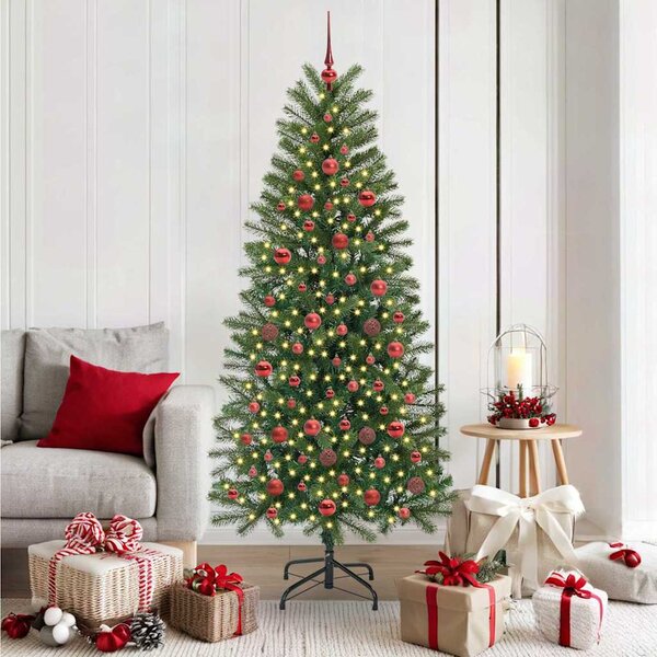 Sztuczna choinka z 300 diodami LED Zielony 180 cm PE i PVC