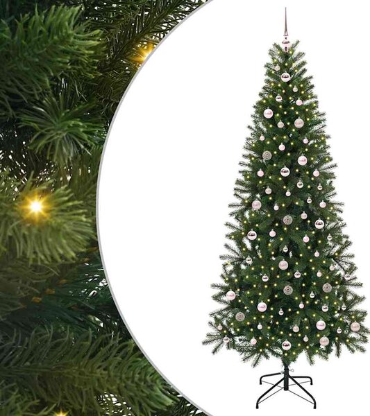 Sztuczna choinka z 300 diodami LED Zielony 240 cm PE i PVC
