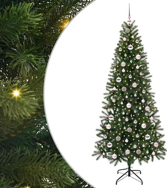 Sztuczna choinka z 300 diodami LED Zielony 210 cm PE i PVC