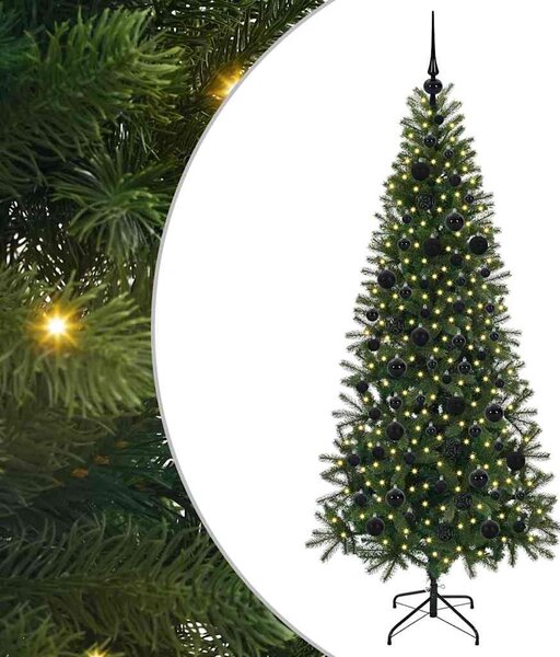 Sztuczna choinka z 300 diodami LED Zielony 180 cm PE i PVC