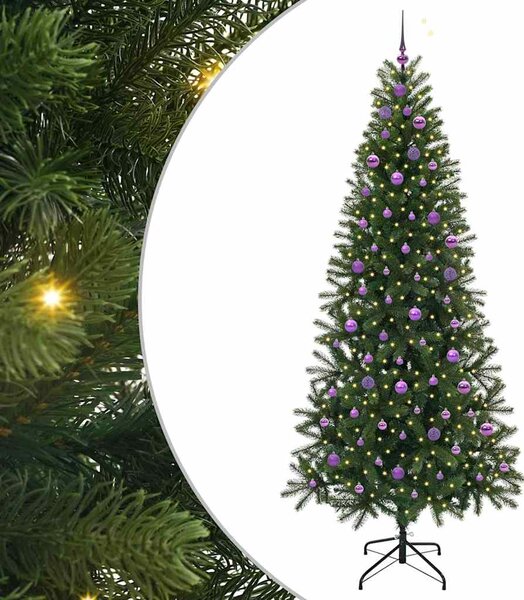 Sztuczna choinka z 300 diodami LED Zielony 240 cm PE i PVC