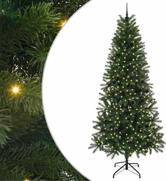 Sztuczna choinka z 300 diodami LED Zielony 240 cm PE i PVC
