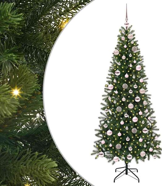 Sztuczna choinka z 300 diodami LED Zielony 180 cm PE i PVC