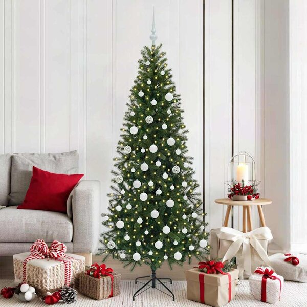 Sztuczna choinka z 300 diodami LED Zielony 180 cm PE i PVC