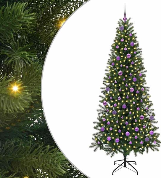 Sztuczna choinka z 300 diodami LED Zielony 210 cm PE i PVC