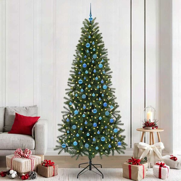 Sztuczna choinka z 300 diodami LED Zielony 240 cm PE i PVC