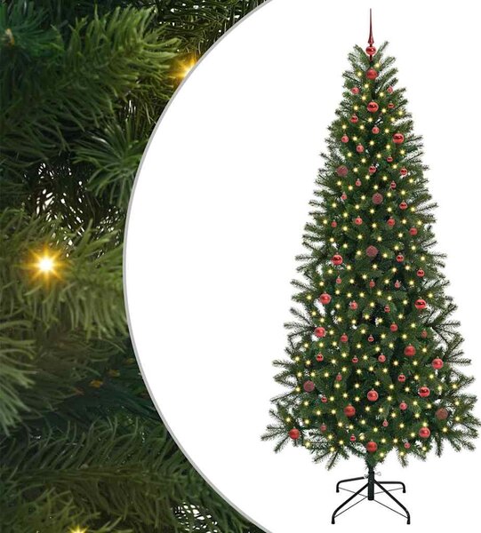 Sztuczna choinka z 300 diodami LED Zielony 240 cm PE i PVC