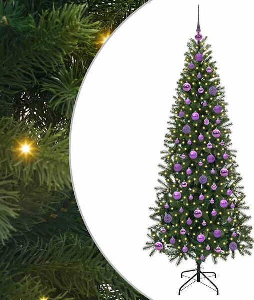 Sztuczna choinka z 300 diodami LED Zielony 180 cm PE i PVC