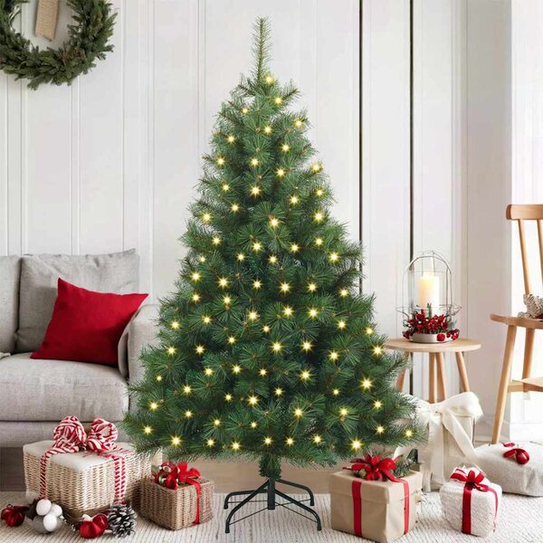Sztuczna choinka z 150 diodami LED Zielony 150 cm PE i PVC