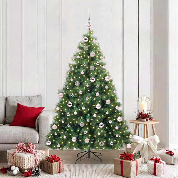 Sztuczna choinka z 300 diodami LED Zielony 180 cm PE i PVC