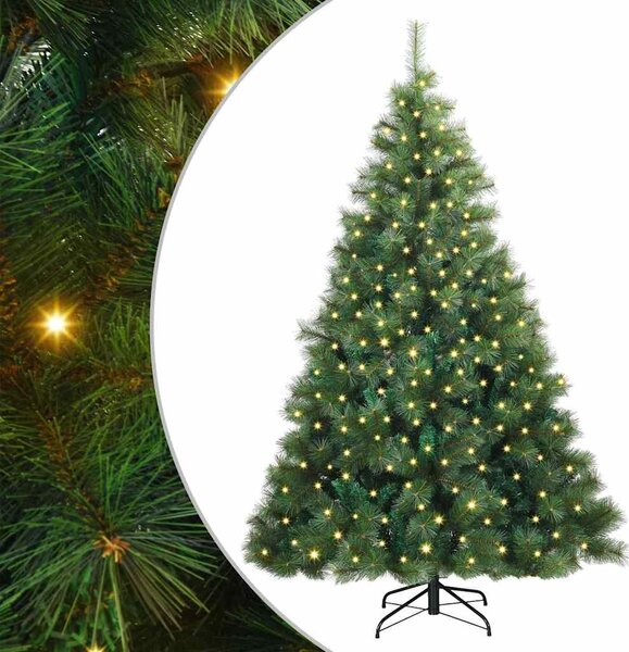 Sztuczna choinka z 300 diodami LED Zielony 180 cm PE i PVC