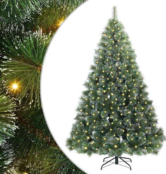 Sztuczna choinka z 300 diodami LED Zielony 180 cm PE i PVC