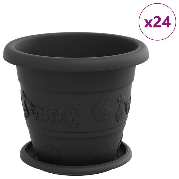 Doniczki 24 pcs Czarny Ø 22 x 18 cm Z tworzywa sztucznego