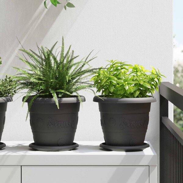 Doniczki 24 pcs Czarny Ø 22 x 18 cm Z tworzywa sztucznego