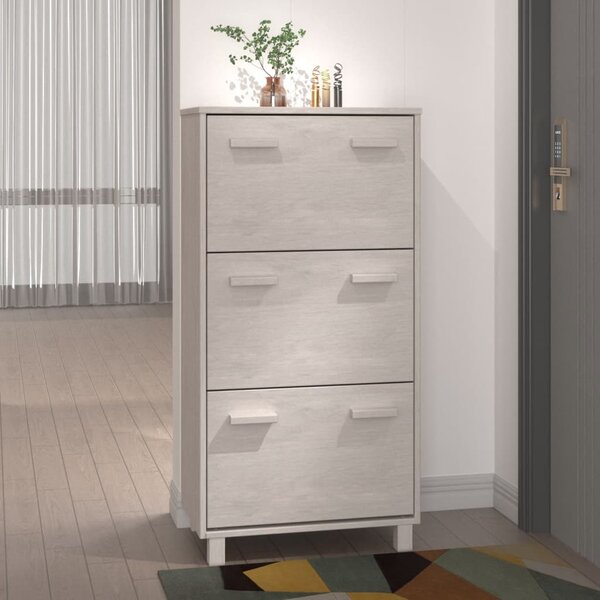 Szafka na buty HAMAR, biała, 59,5x35x117 cm, lite sosna
