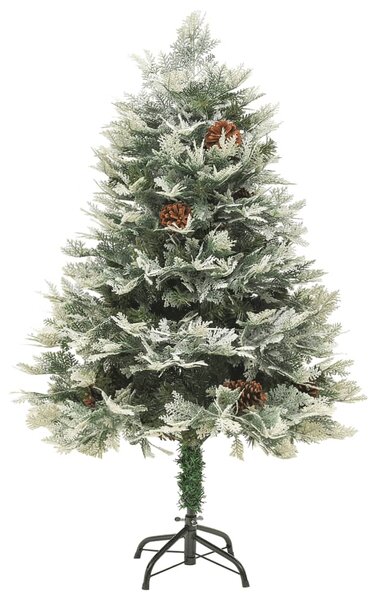 Sztuczna choinka z lampkami i szyszkami, zielona 150 cm, PVC/PE