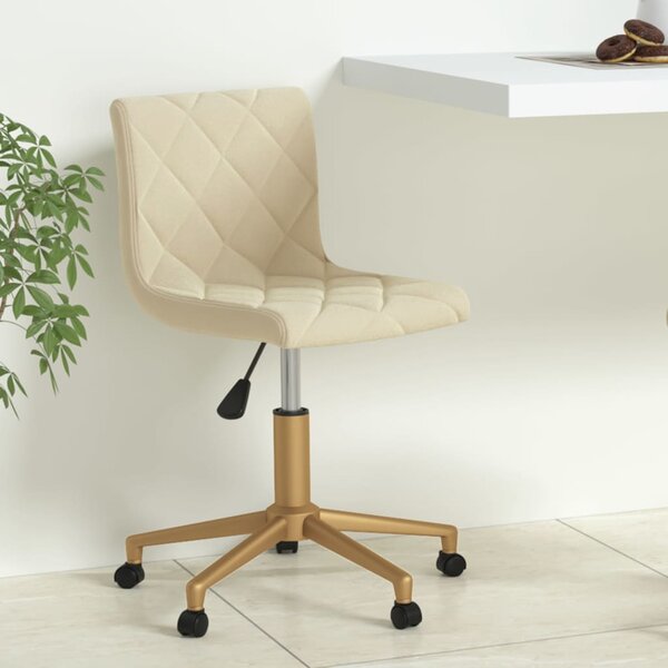 Obrotowe krzesło biurowe, kremowe, obite aksamitem