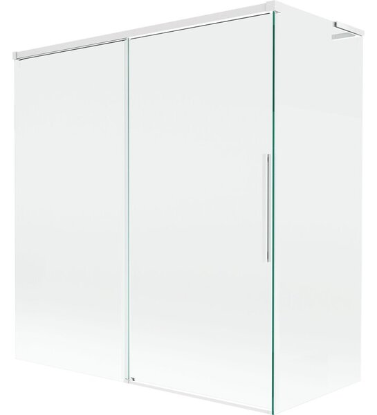 Mexen Rox L parawan nawannowy 2-skrzydłowy rozsuwany 150 + 70 x 150 cm, transparent, biały - 8C9L-150-070-20-00