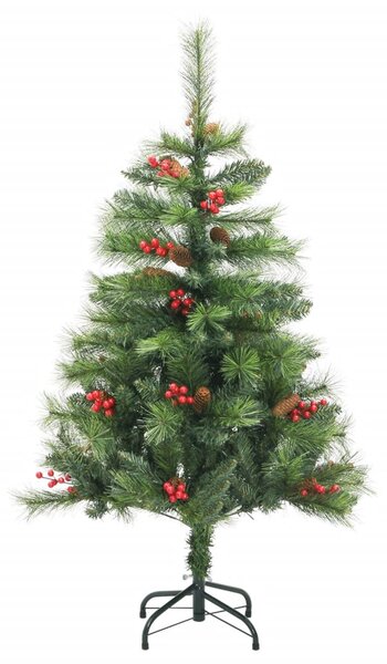 Sztuczna choinka na zawiasach, z szyszkami i jagodami, 150 cm