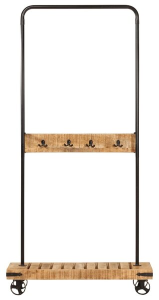 Wieszak na ubrania, z kółkami, 90x35x190 cm, mango i żelazo