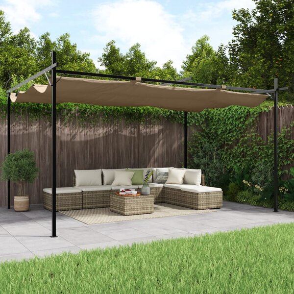 Pergola ze zwijanym dachem, taupe, 395x292x230 cm