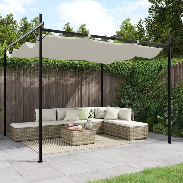 Pergola ze zwijanym dachem, kremowa, 295x292x230 cm