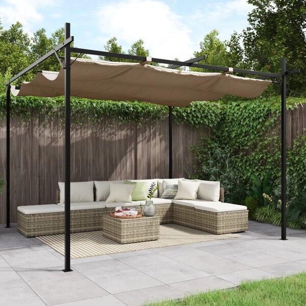 Pergola ze zwijanym dachem, taupe, 295x292x230 cm