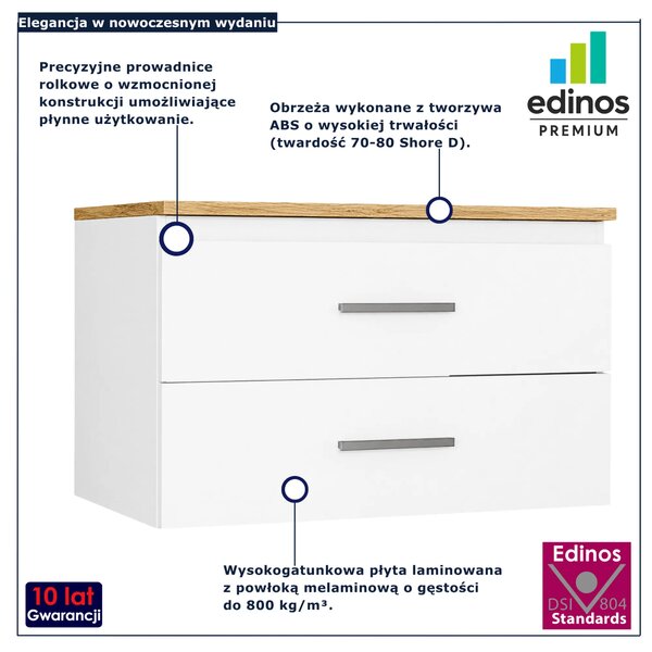 Szafka łazienkowa na umywalkę biały + dąb artisan 80 cm G6-R69