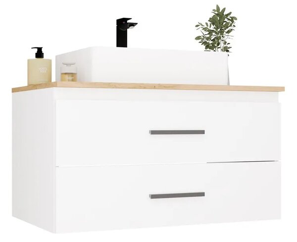 Szafka łazienkowa na umywalkę biały + dąb artisan 80 cm G6-R69
