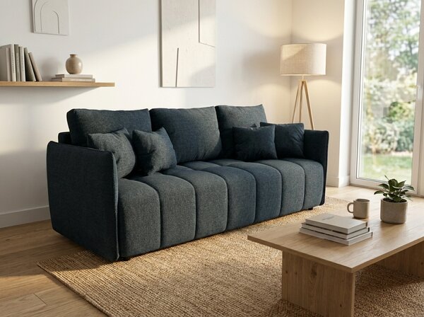 Rozkładana 3-osobowa sofa VELORA 215x103 cm, ciemnoniebieska