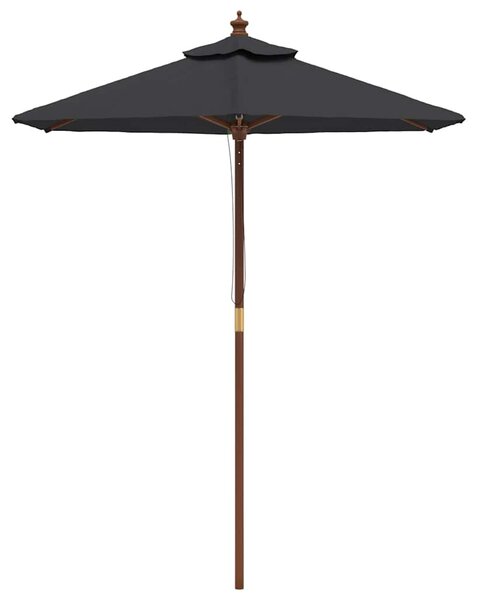 Parasol ogrodowy na drewnianym słupku, czarny, 196x231 cm