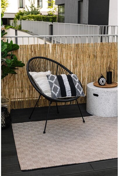 Kremowy dwustronny zewnętrzny dywan z tworzywa z recyklingu Green Decore Solitaire, 120x180 cm