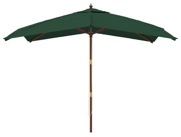 Parasol ogrodowy na drewnianym słupku, zielony, 300x300x273 cm