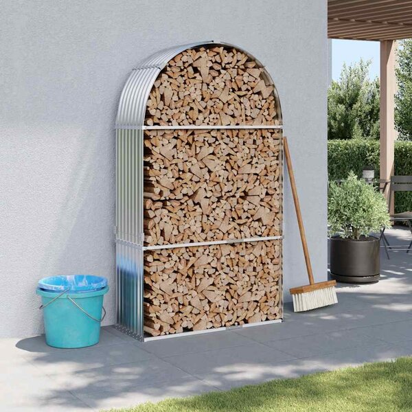 Stojak na drewno, srebrny, 120x45x210 cm, stal galwanizowana