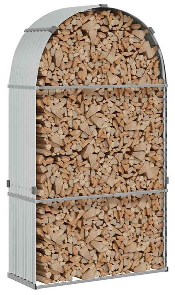 Stojak na drewno, srebrny, 120x45x210 cm, stal galwanizowana