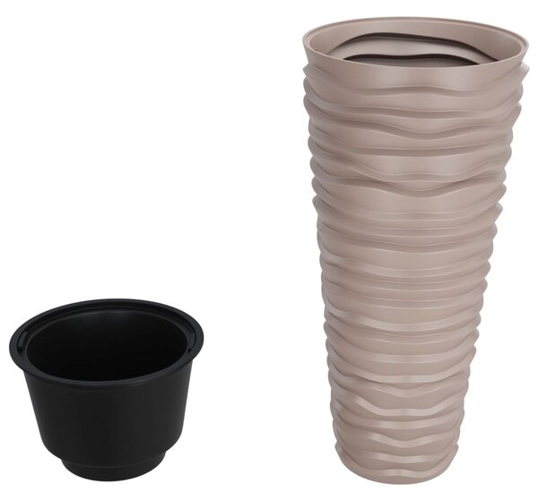 Donica z pojemnikiem wewnętrznym, mocha, 18/45 L, PP, prążki