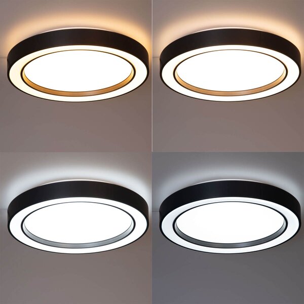 Lampa sufitowa czarna z wbudowanym ściemnialnym oświetleniem LED RGBW i pilotem - Arco