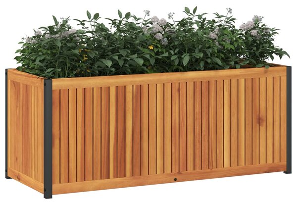 Donica ogrodowa, 110x45x44 cm, lite drewno akacjowe i stal
