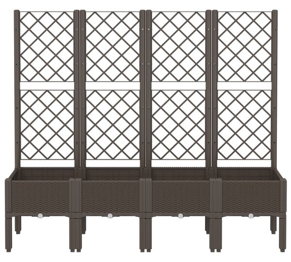 Donica ogrodowa z kratką, brązowa, 160x40x142 cm, PP