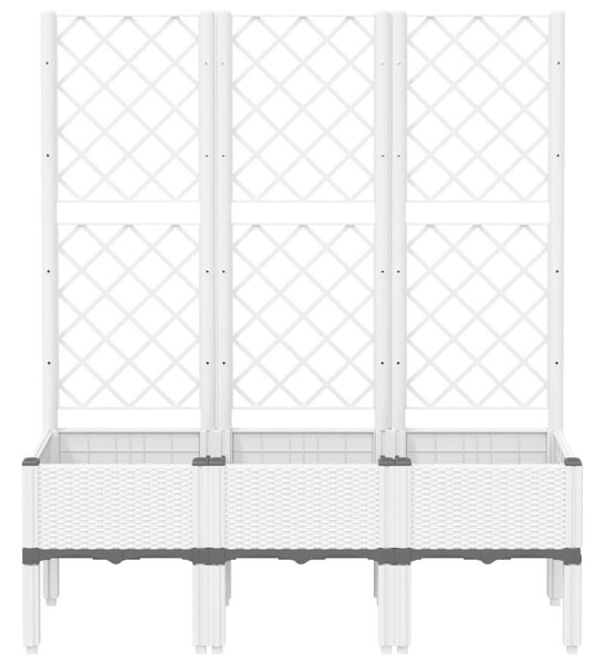 Donica ogrodowa z kratką, biała, 120x40x142 cm, PP