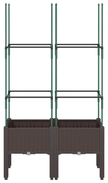 Donica ogrodowa z kratką, brązowa, 80x40x142,5 cm, PP