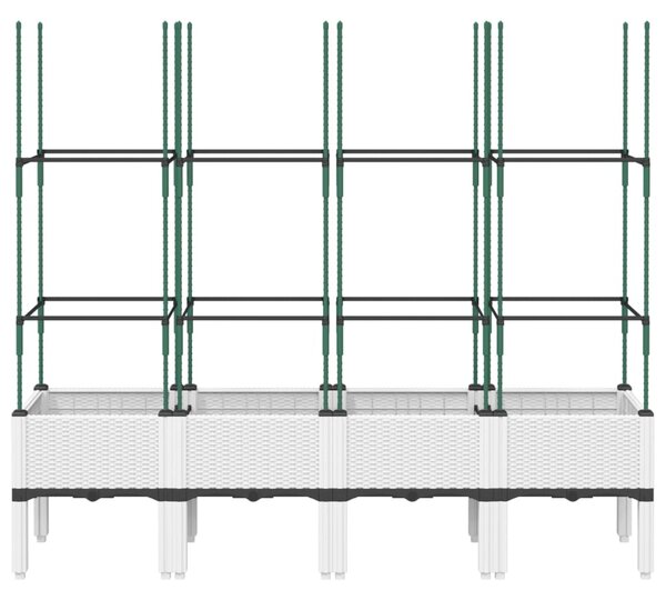 Donica ogrodowa z kratką, biała, 160x40x142,5 cm, PP