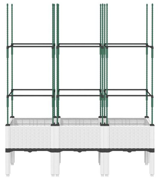Donica ogrodowa z kratką, biała, 120x40x142,5 cm, PP