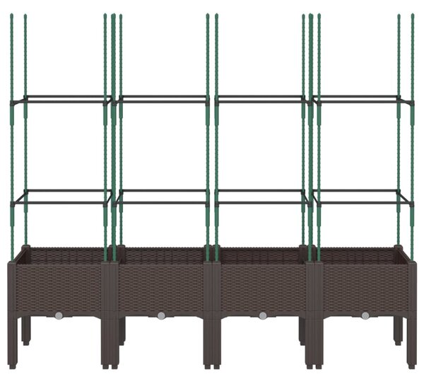 Donica ogrodowa z kratką, brązowa, 160x40x142,5 cm, PP