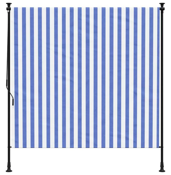 Roleta zewnętrzna, niebiesko-biała, 200x270 cm, tkanina i stal